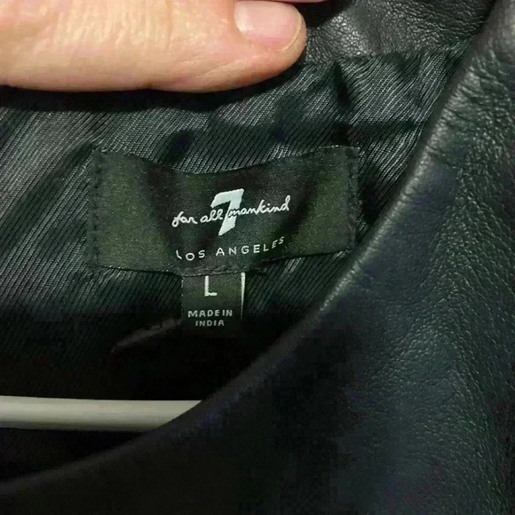 7 For All Mankind Leather Sleeveless mini Dress Navy Blue large whimsygoth biker - Picture 7 of 16